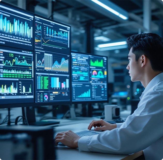 Researchers Viewing Statistics